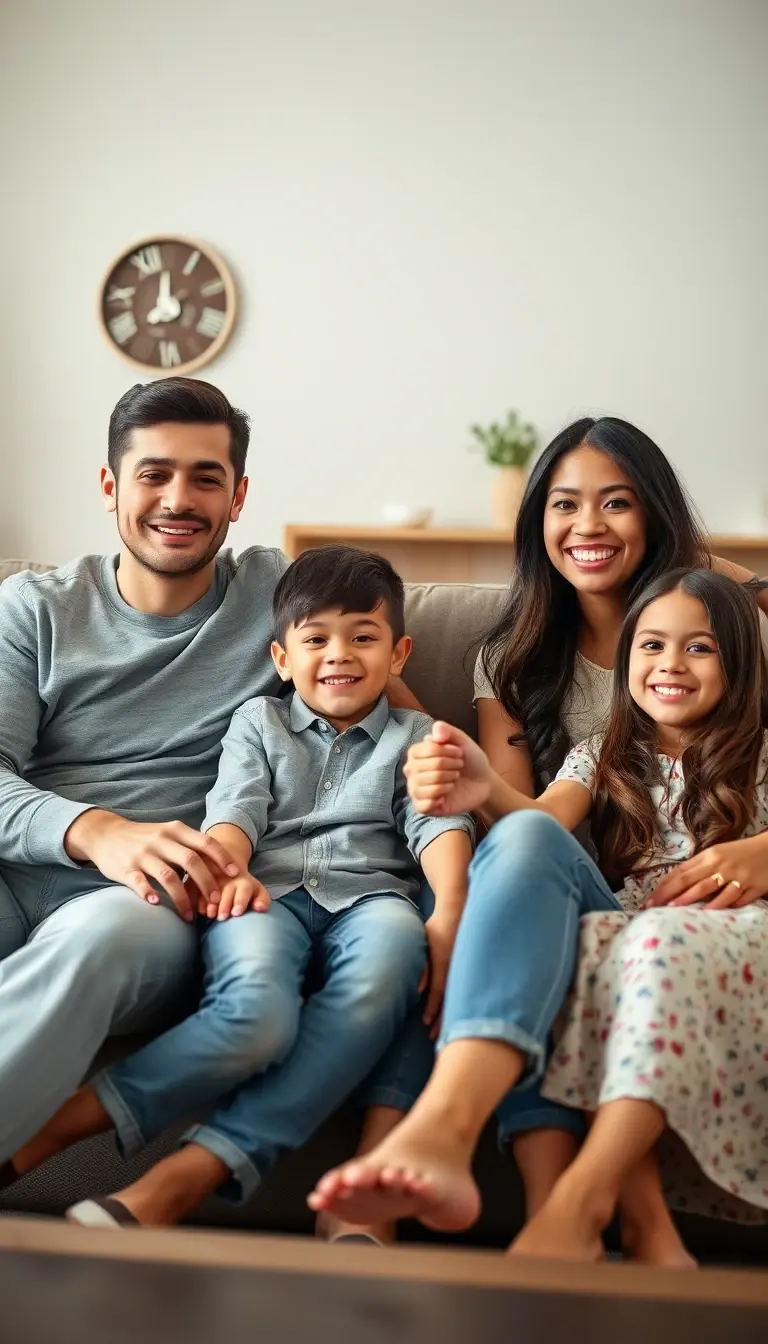 Familia reunida participando en sesión de terapia