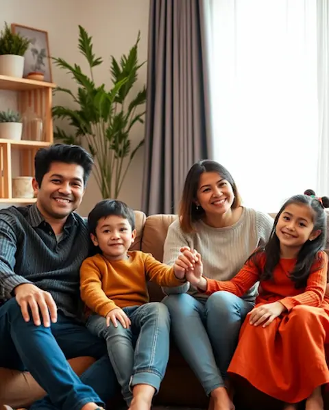 Familia completando cuestionario de terapia familiar