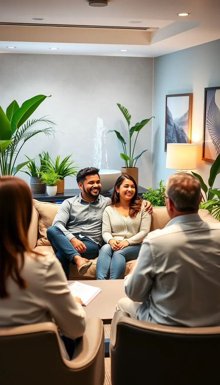 Pareja completando cuestionario de terapia